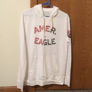 Men’s long sleeve hooded white  shirt size small